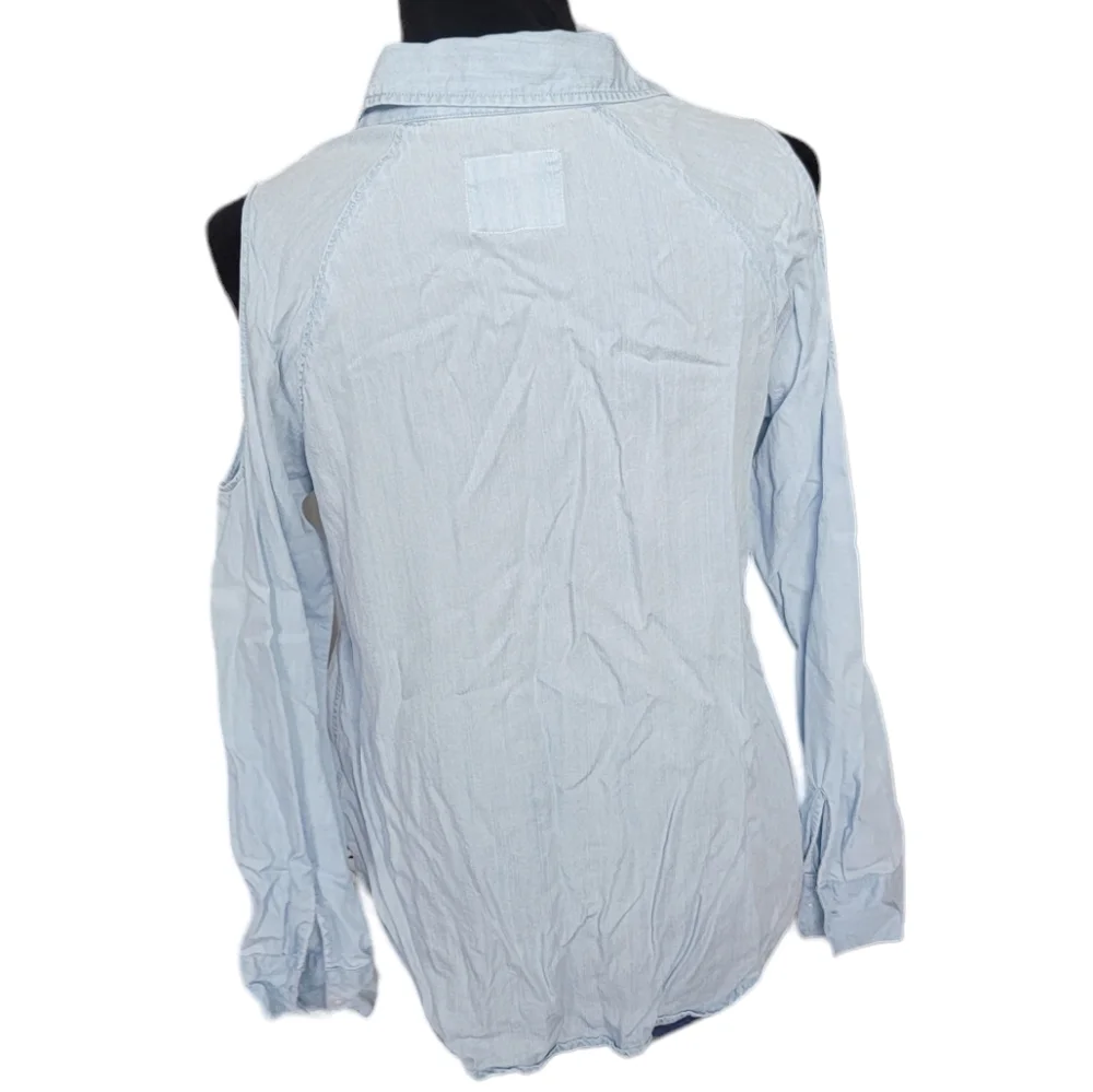 Rails Lana Chambray Cold Shoulder Button Down Shirt Size Small - Picture 5 of 7